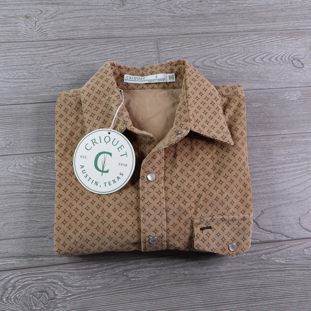 NWT Criquet Corduroy Pearl Snap Men's Small All Over Print Button Down